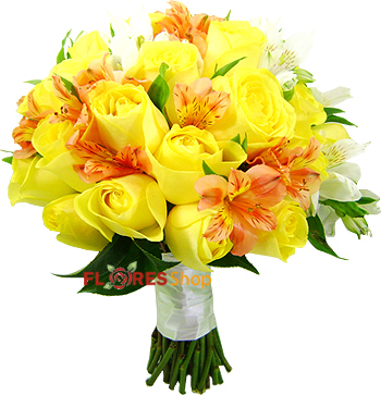 2379  Buquê de Noiva Rosas Amarelas