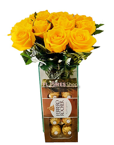 3284 Vaso com rosas amarelas