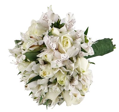 596 Buquê Noiva Rosas e Alstromelia
