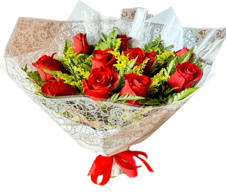 7053 Buquê com 12 rosas vermelhas 