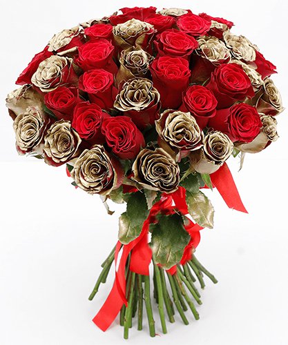 818 Rosas Douradas e Vermelhas LUXO
