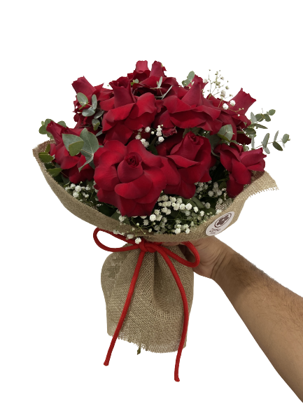 5984 Buquê   Rosas Vermelhas em Juta