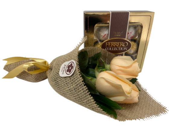 6550 Buquê com três chá e Chocolate Ferrero Rocher Collection